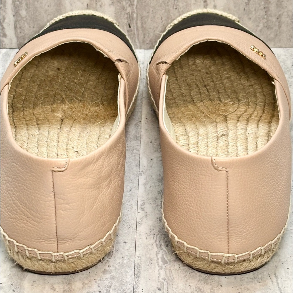 Michael Kors Blush Pink Black Leather Kendrick Slip On Espadrilles Flats 8.5M - Picture 6 of 10